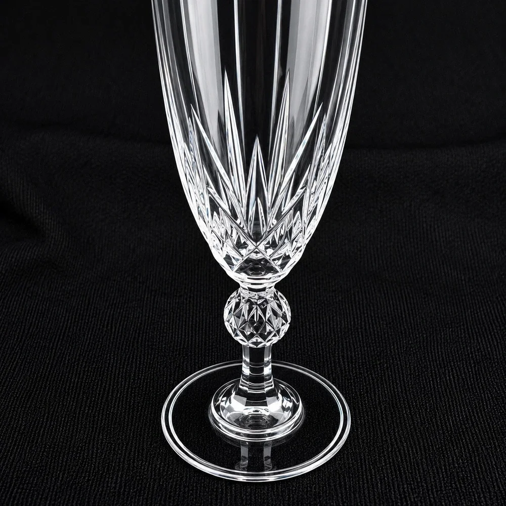 2 Royal Crystal Rock Linea Gala Champagne Flutes Lead Crystal Italy 7.75in